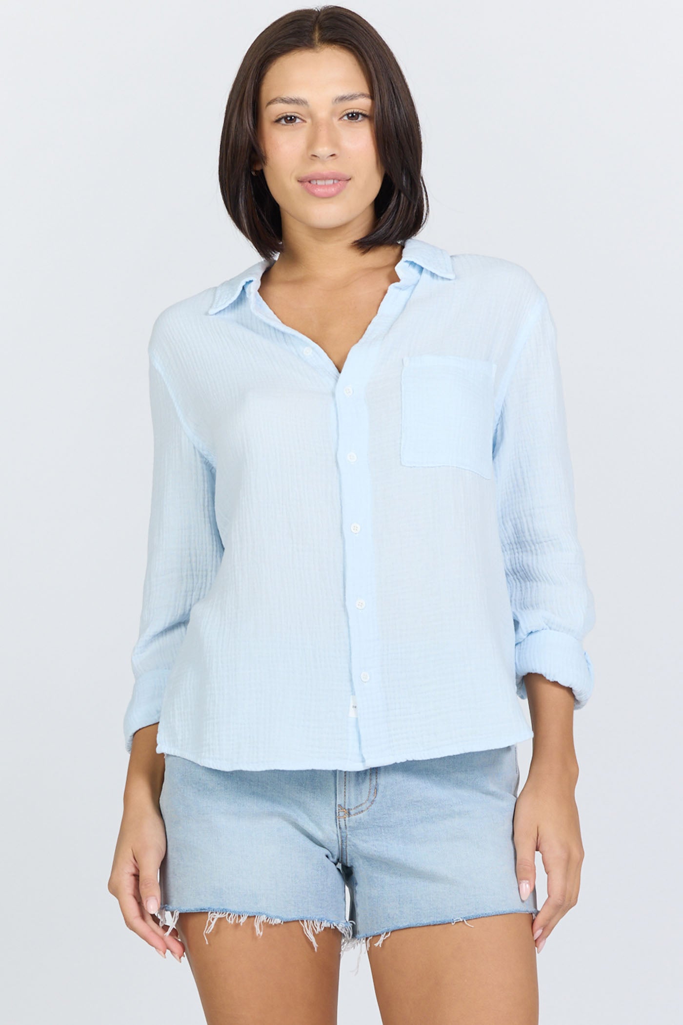 Lightweight Cotton Gauze Button-Up | Dear John Gaia