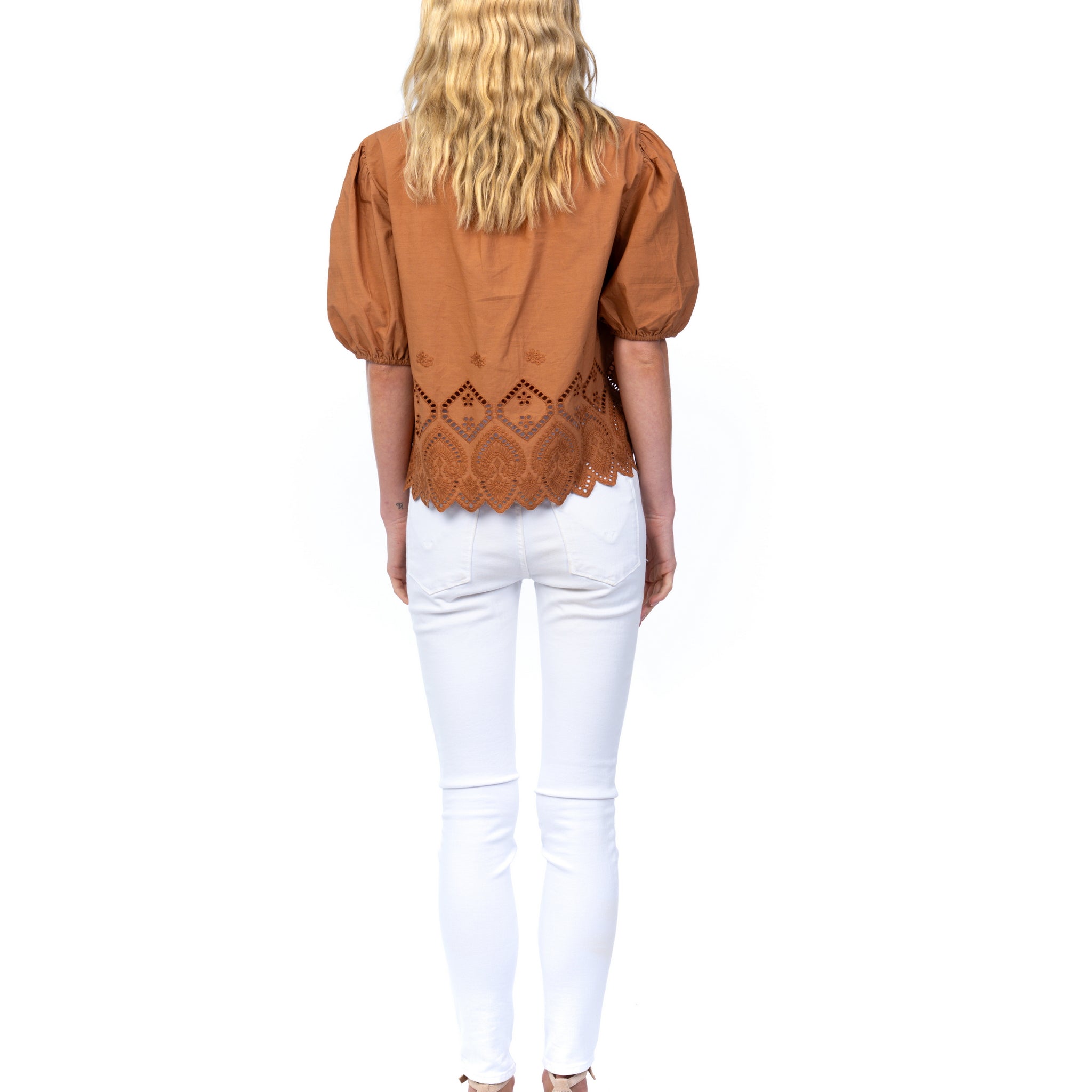 Tobacco Brown Eyelet Blouse