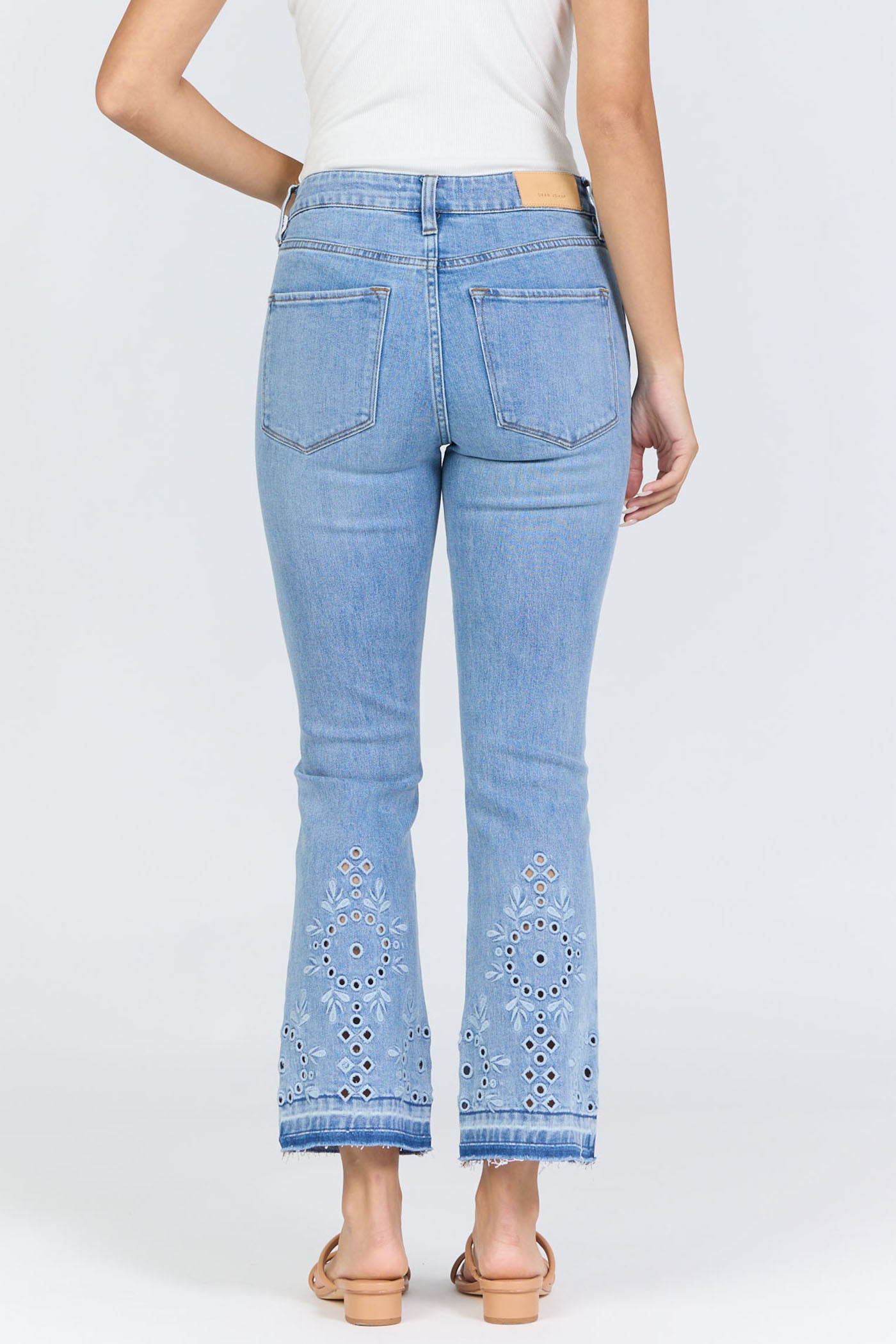 Eyelet Crop Flare Jeans | Dear John Jeanne