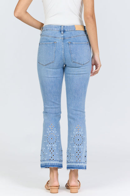 Eyelet Crop Flare Jeans | Dear John Jeanne
