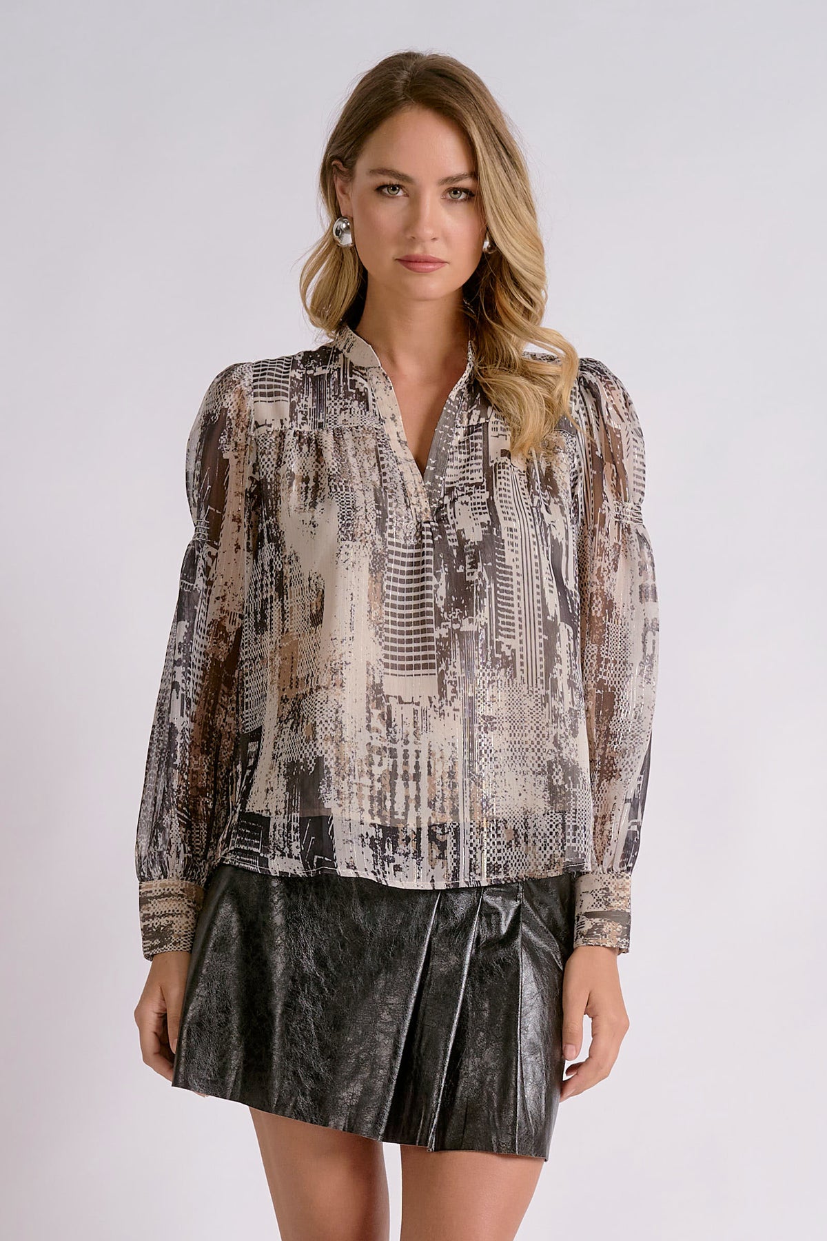 Printed Sheer Blouse