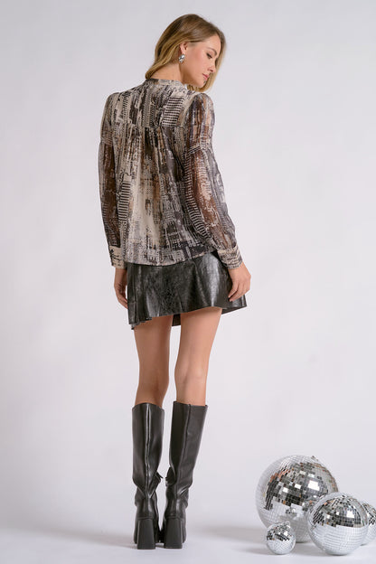 Printed Sheer Blouse