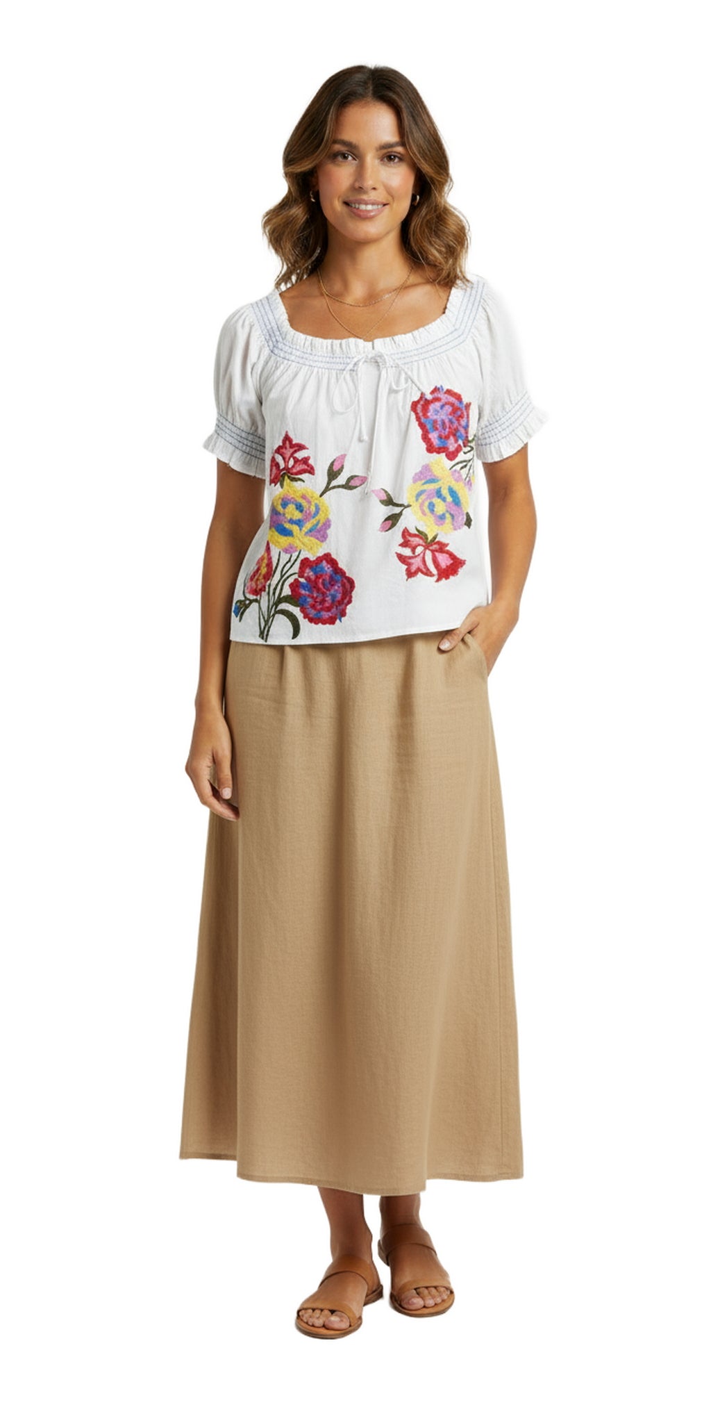 Colorful Bouqet Embroidered Blouse