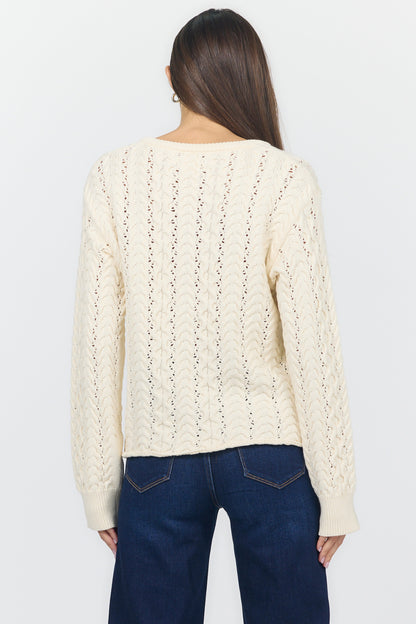 Cable Knit V-Neck Sweater | Dear John Dreya