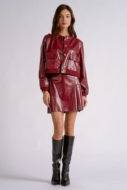 Red Leather Bomber Jacket