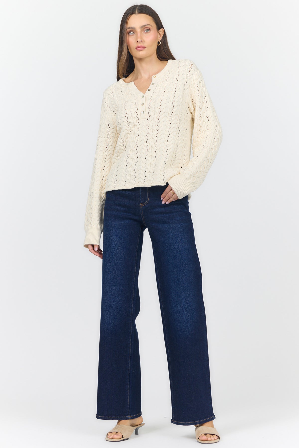 Cable Knit V-Neck Sweater | Dear John Dreya