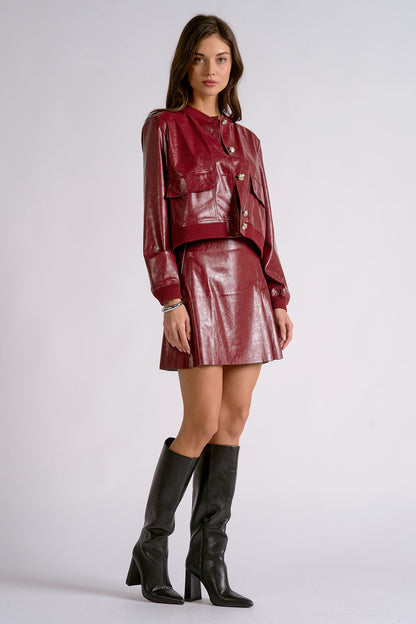 Red Leather Bomber Jacket