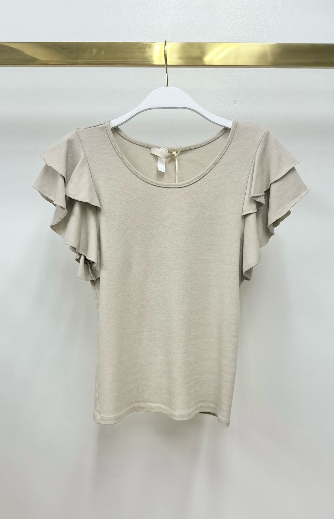 Ruffle Short Sleeve Crew Neck Top