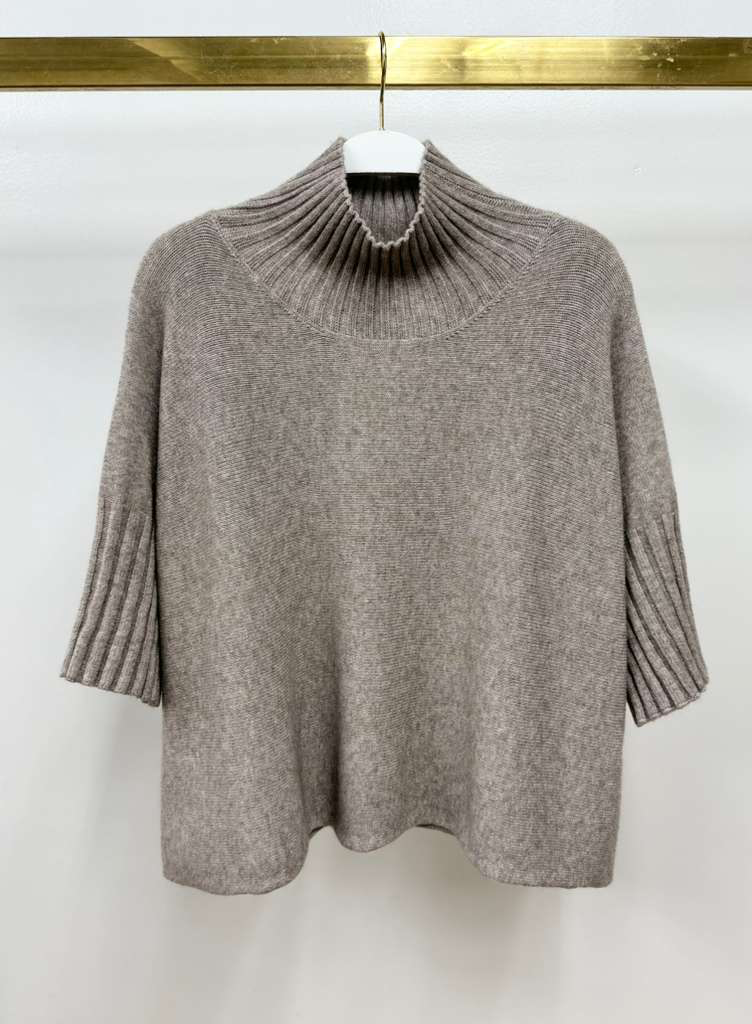 Italian Mock Neck Sweater Knit Top