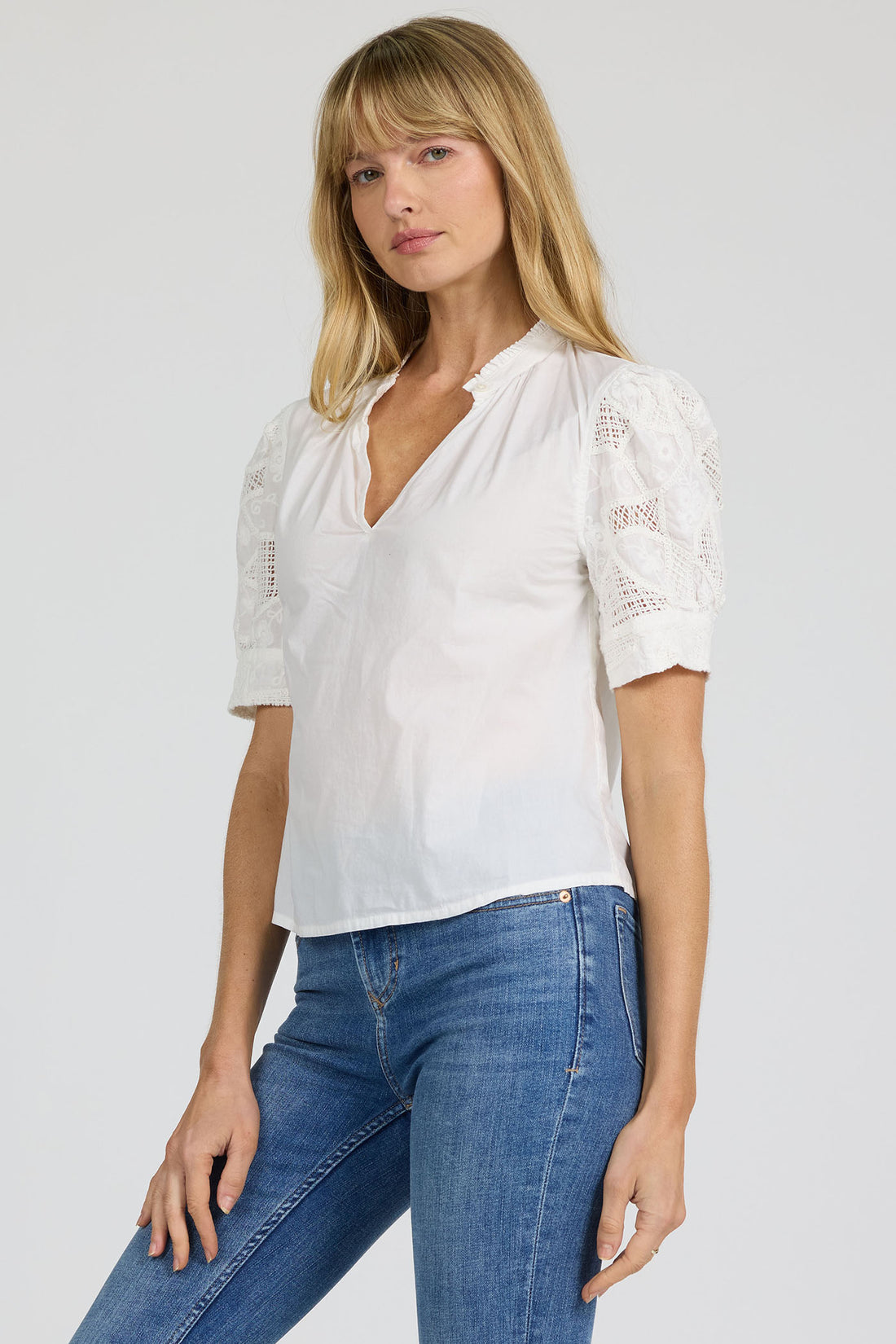 Romantic Lace Puff Sleeve V-Neck | Dear John Sammi