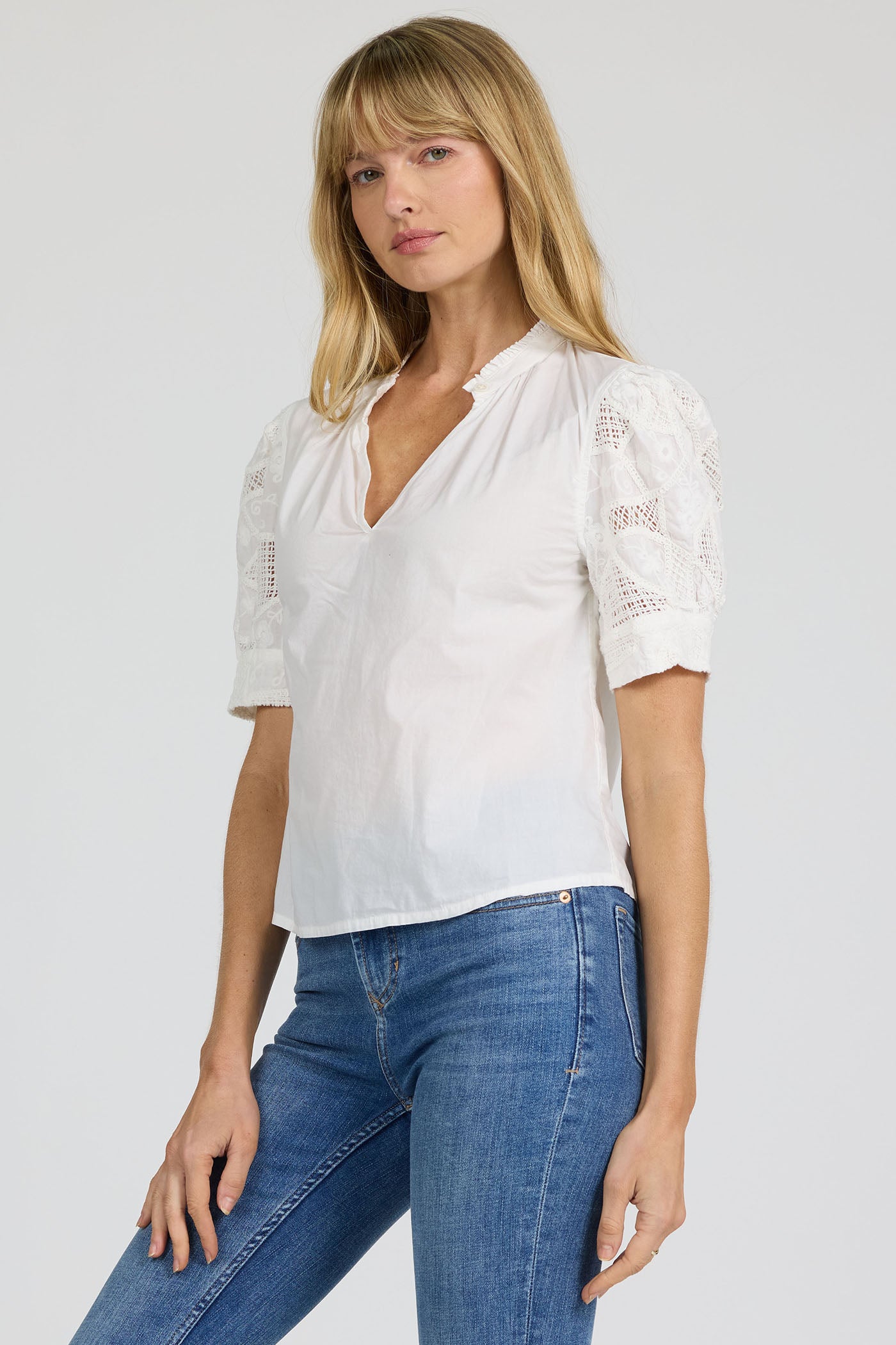 Romantic Lace Puff Sleeve V-Neck | Dear John Sammi
