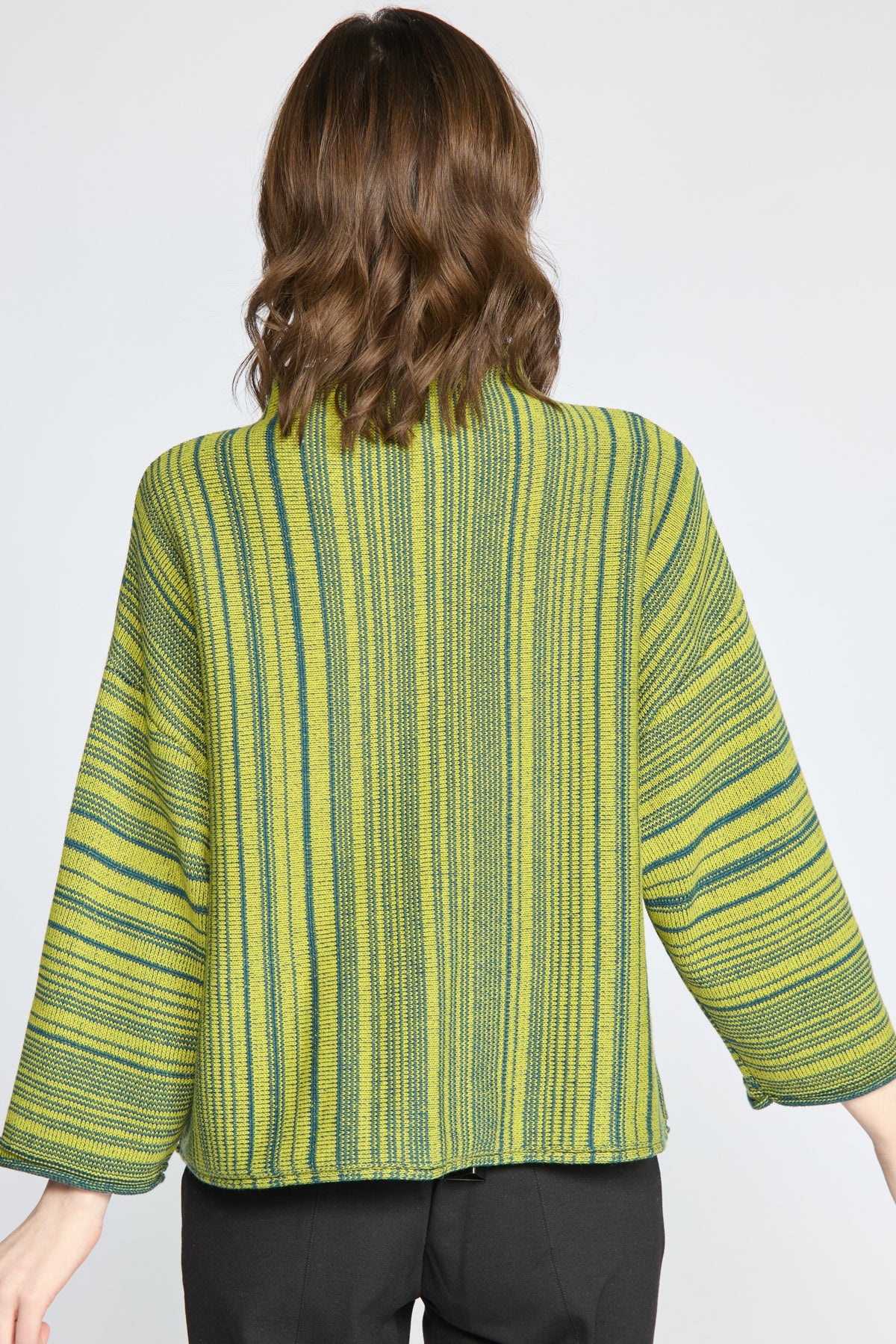 Reverse Green Stripe Funnel Neck Top
