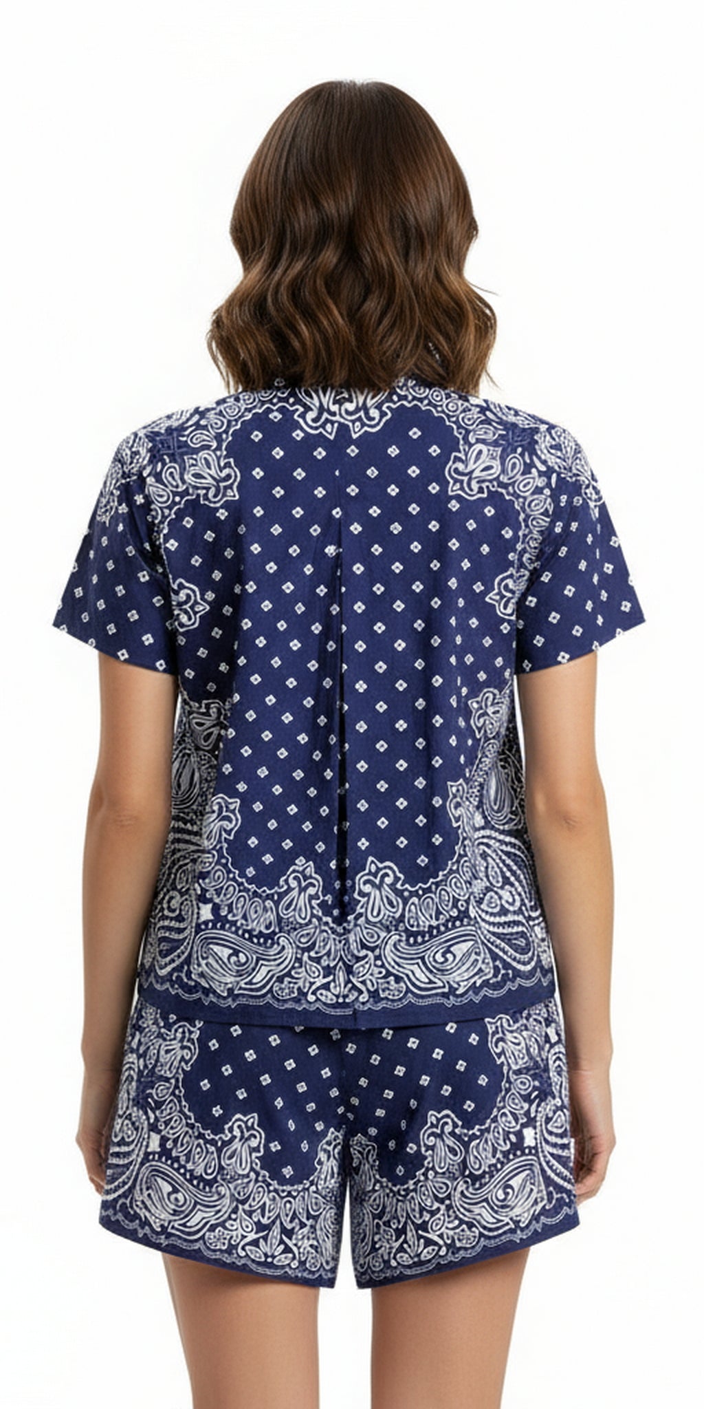 Navy Paisley Bandana Shorts