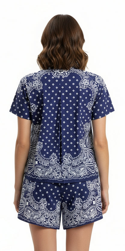 Navy Paisley Bandana Shorts