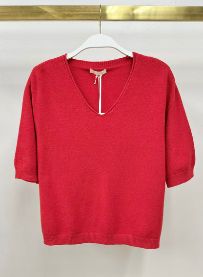 V-Neck Batwing Sleeve Knit Top