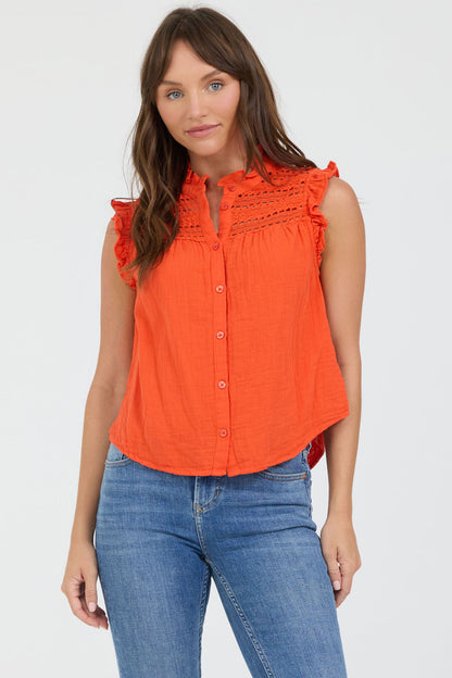 Sleeveless Crochet Detail Top | Dear John Janeca