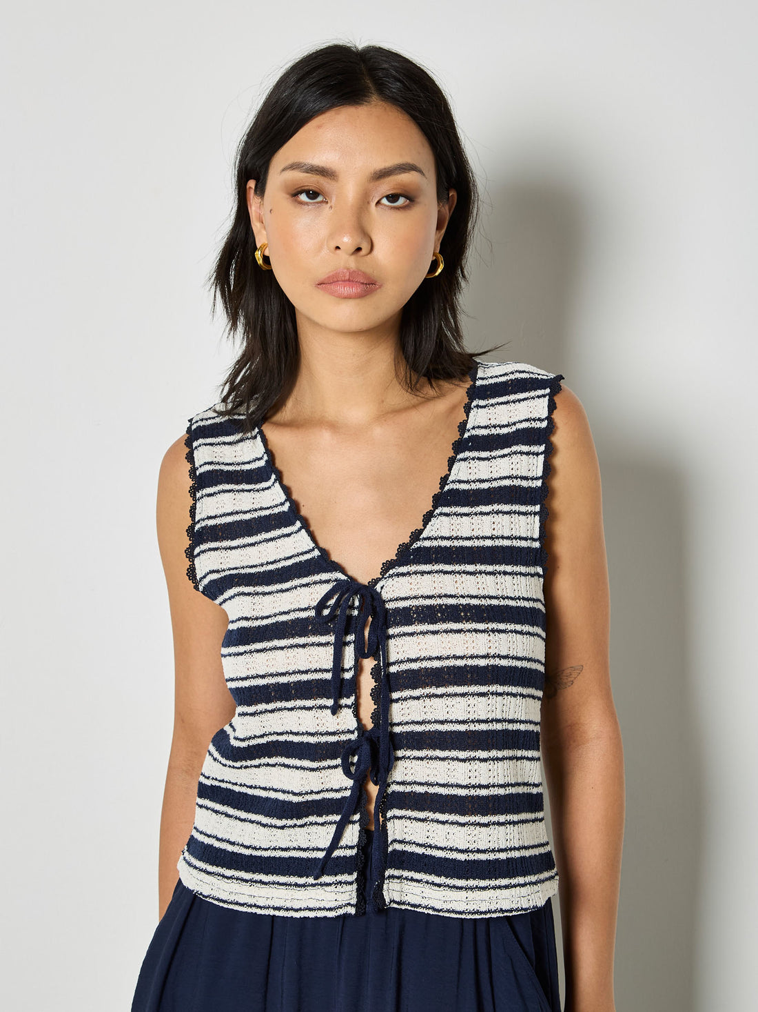 Nautical Knit Tie-Front Vest