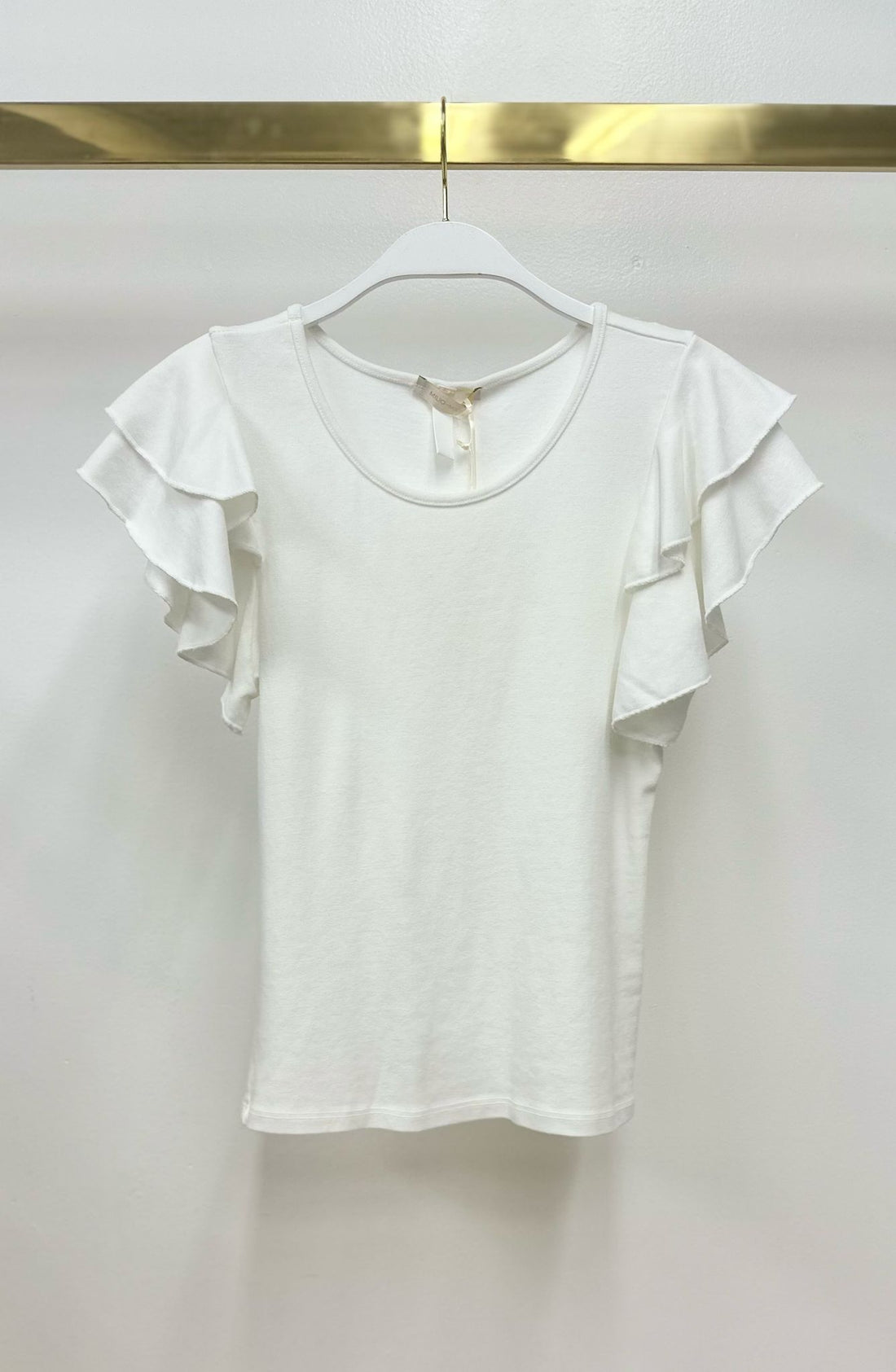 Ruffle Short Sleeve Crew Neck Top