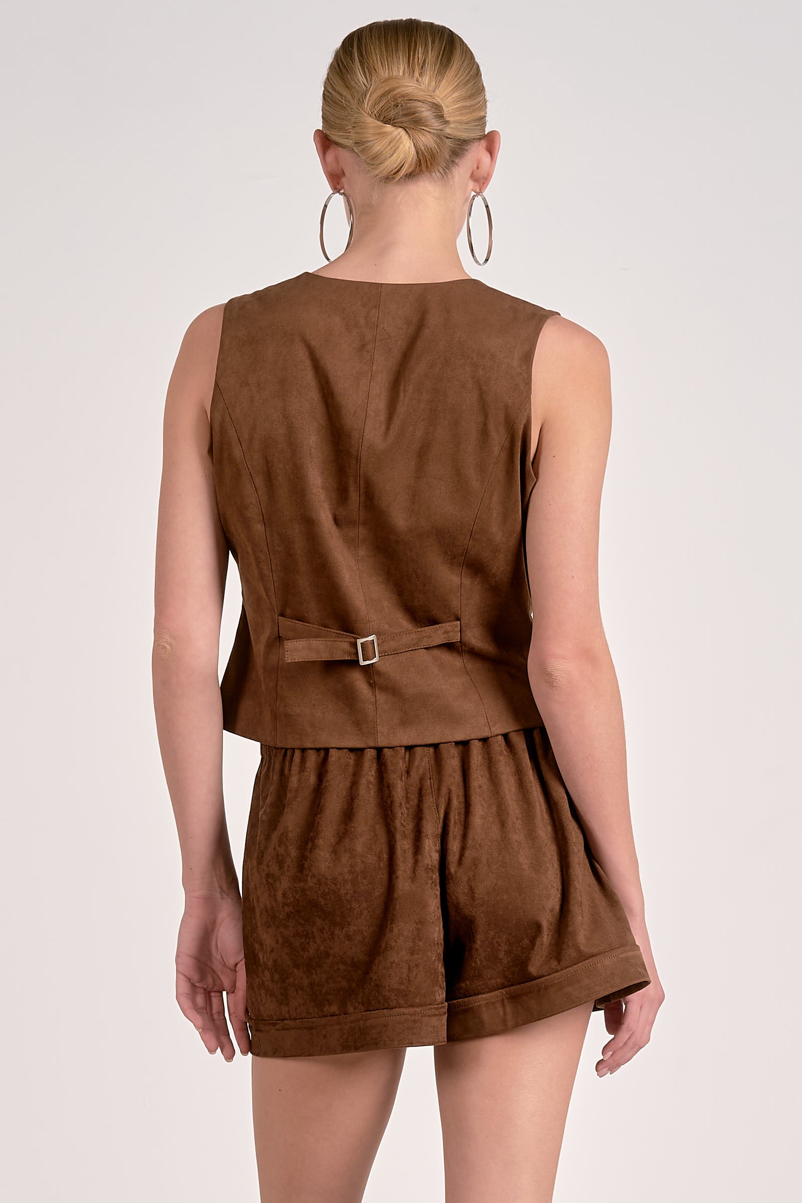 Chocolate Suede Sleeveless Vest