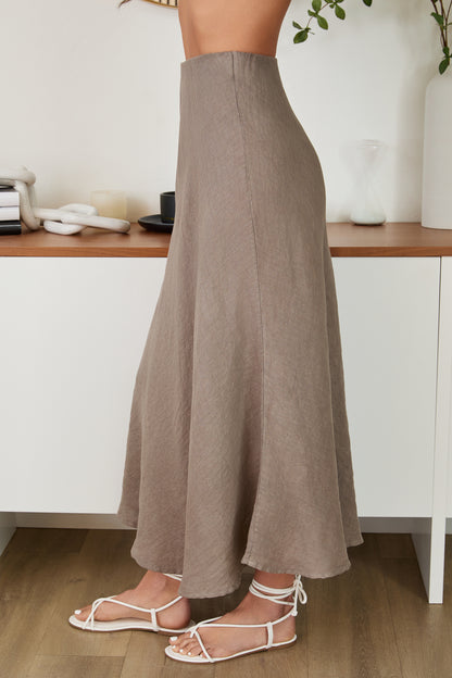Crinkle Linen Midi Skirt