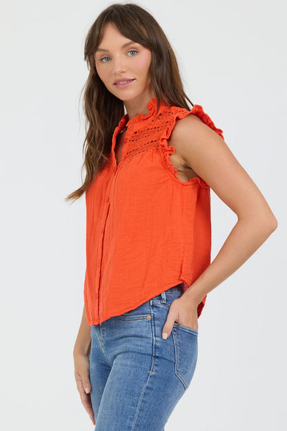 Sleeveless Crochet Detail Top | Dear John Janeca