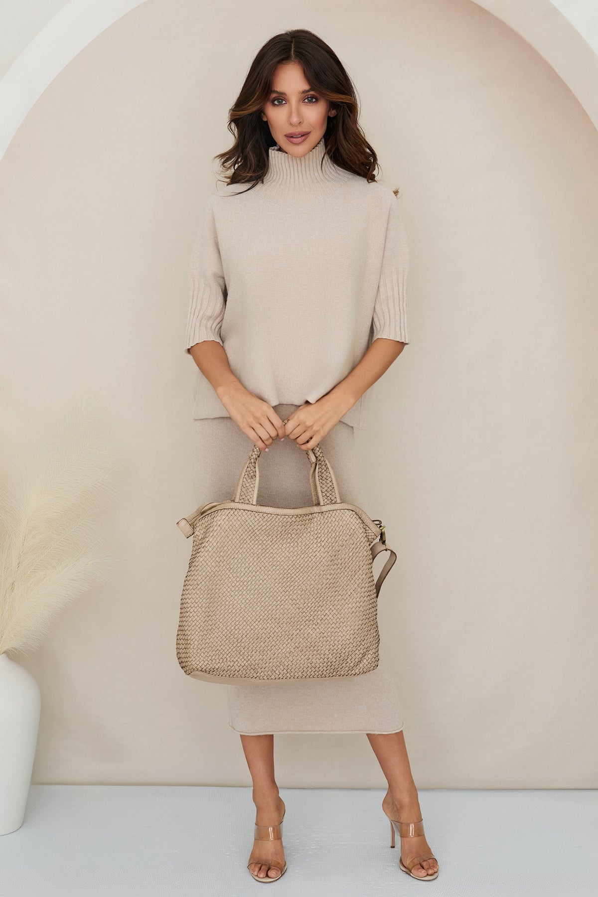 Italian Mock Neck Sweater Knit Top