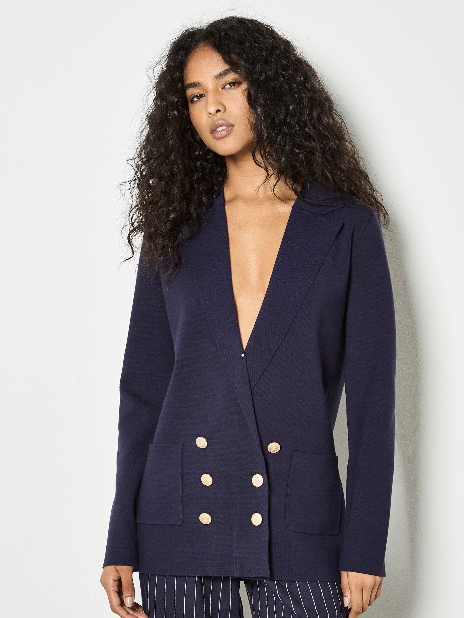 Double Breasted Knitted Blazer