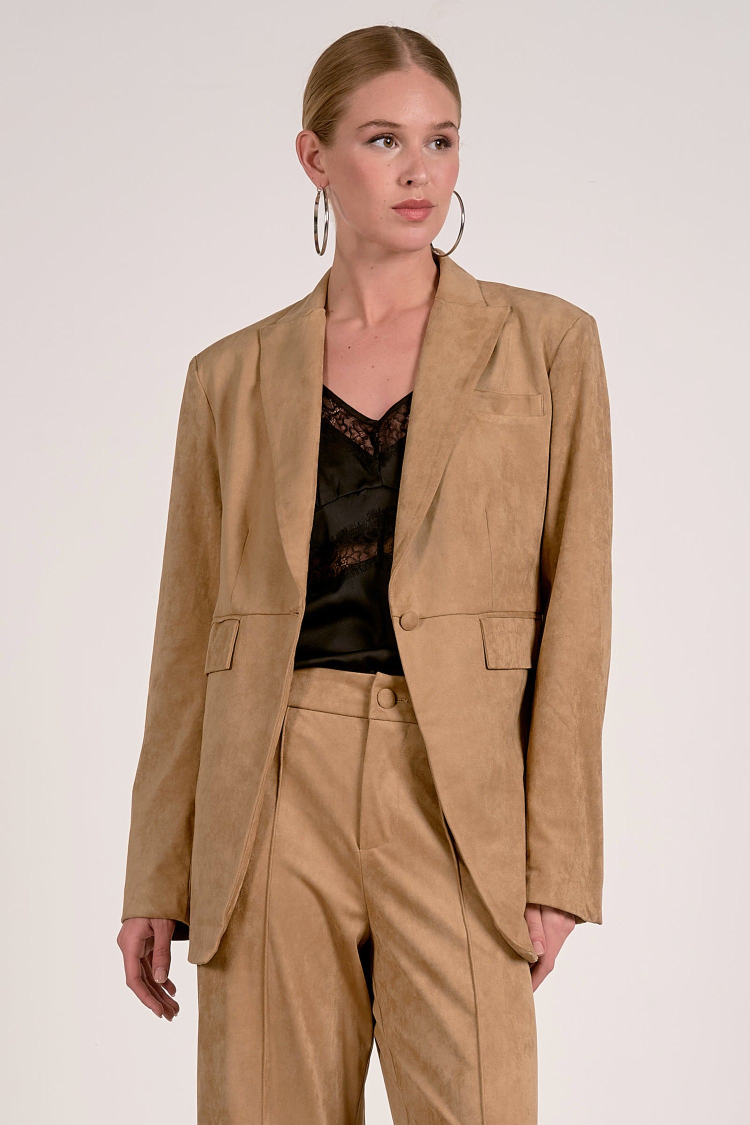 Faux Suede Blazer Jacket