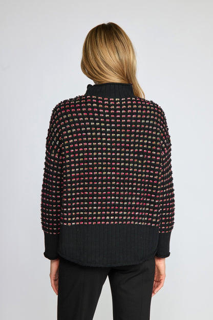 Textured Polka Mock-Neck Sweater