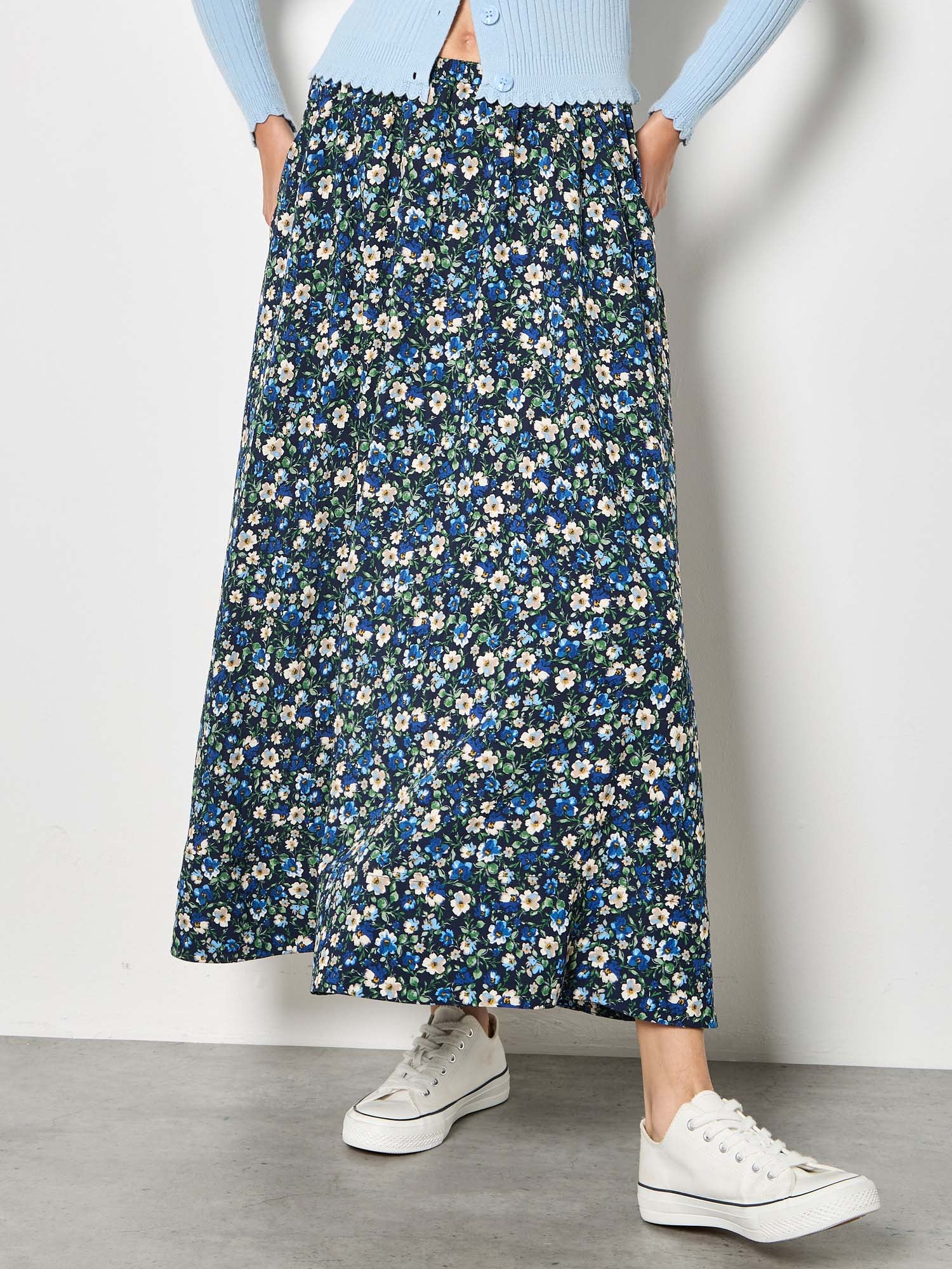 Breezy Floral Midi Skirt