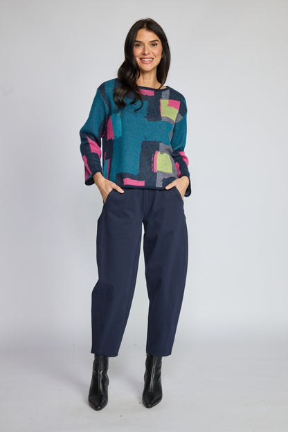 Colorblock Abstract Knit Sweater