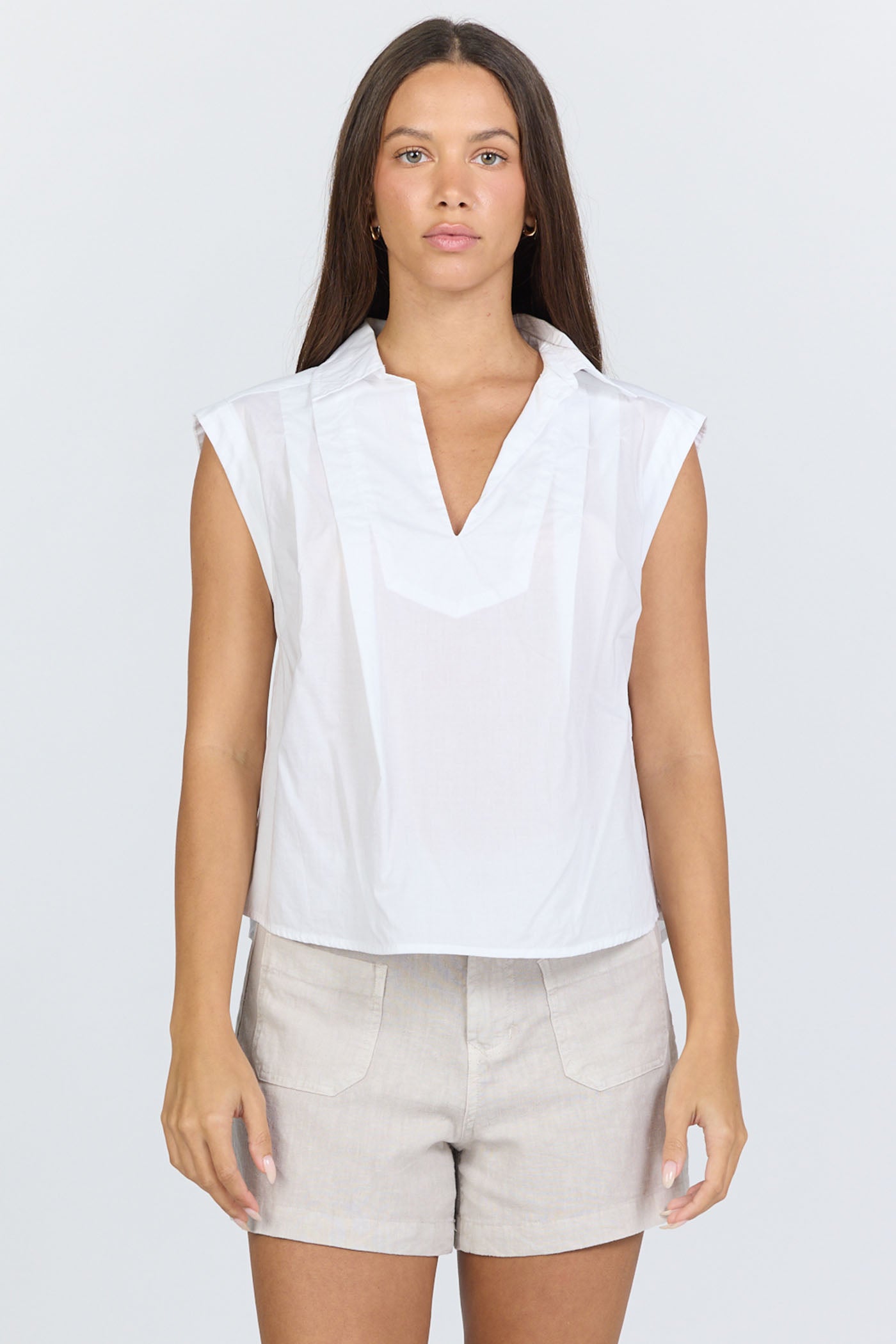 Crisp Cotton Sleeveless Popover