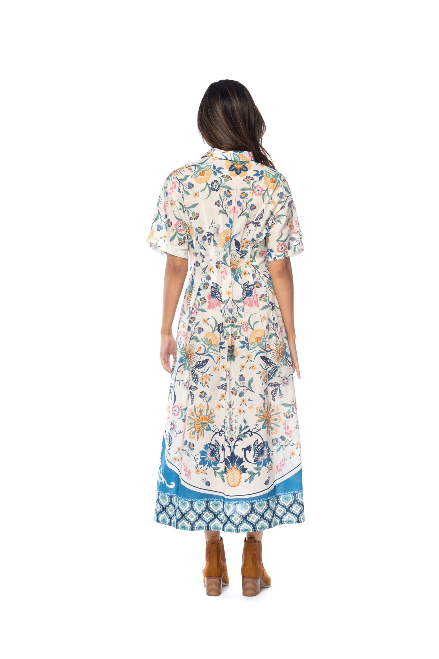 Short Sleeve Collared Button Front Dress