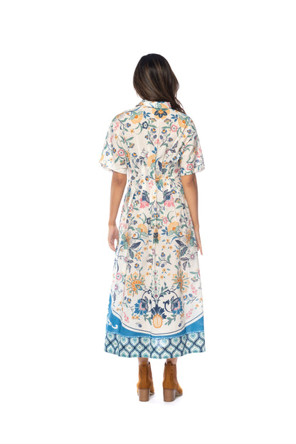 Short Sleeve Collared Button Front Dress