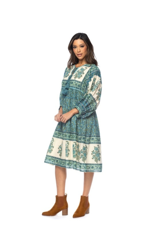 Knee Length Puff Sleeve Dress