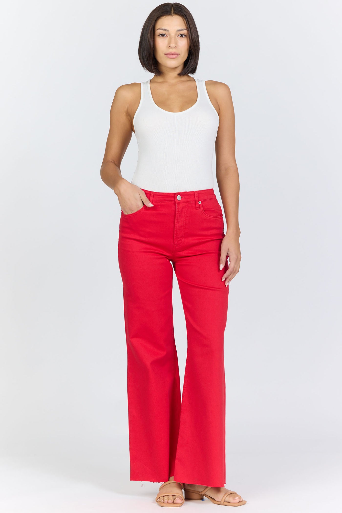 Vibrant Red Jeans | Dear John Fiona