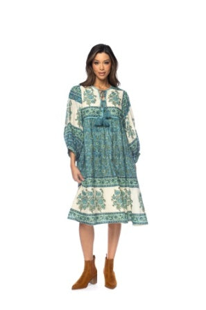 Knee Length Puff Sleeve Dress