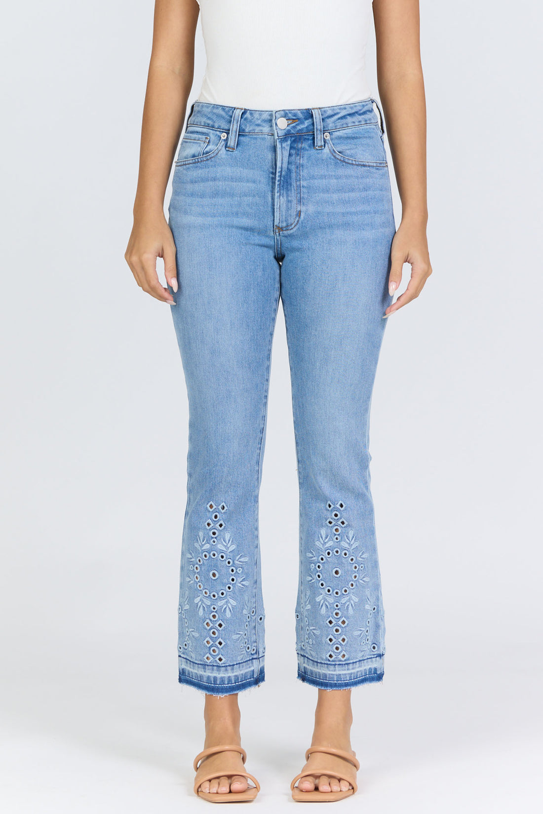 Eyelet Crop Flare Jeans | Dear John Jeanne