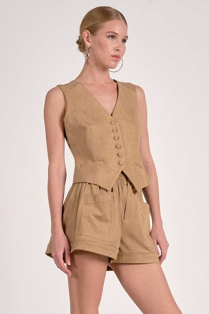 Suede Sleeveless Vest