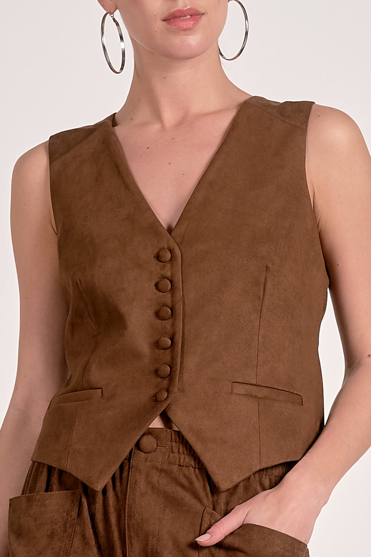 Suede Sleeveless Vest