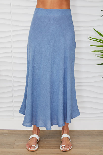 Crinkle Linen Midi Skirt