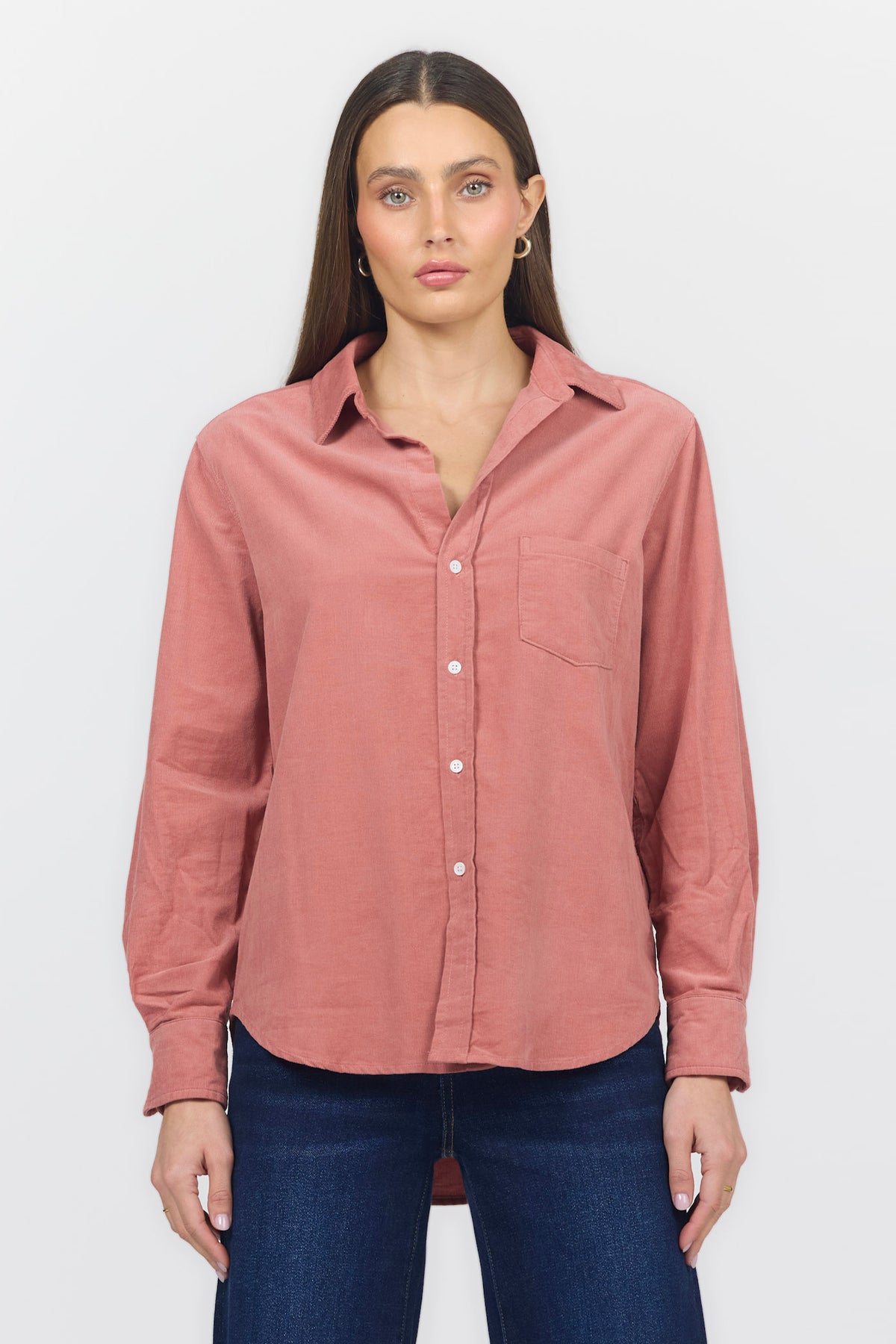 Dusty Rose Corduroy Button Up