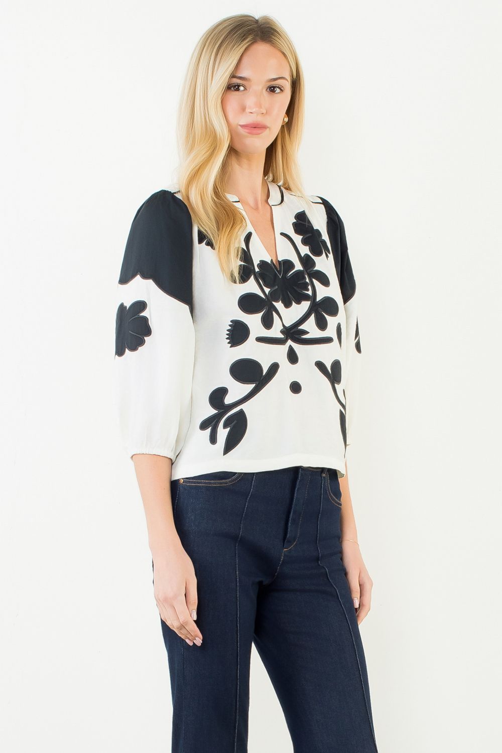 Botanical Art Embroidered Blouse