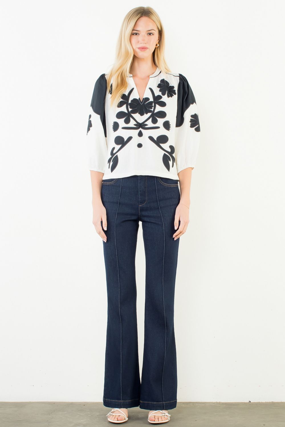 Botanical Art Embroidered Blouse