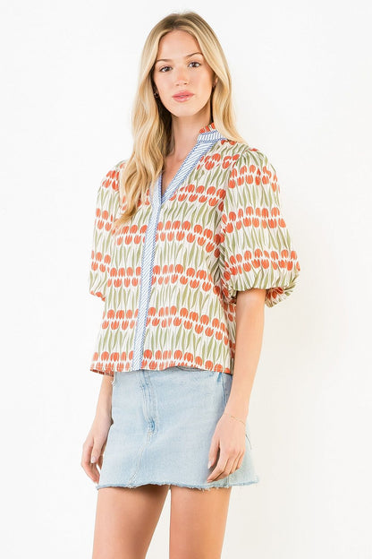Tulip Fields Button-Down Blouse