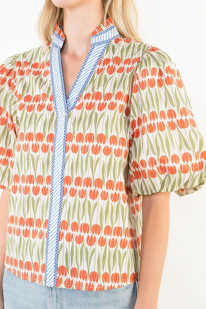 Tulip Fields Button-Down Blouse