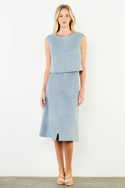 Dusty Blue Sleeveless Blouse