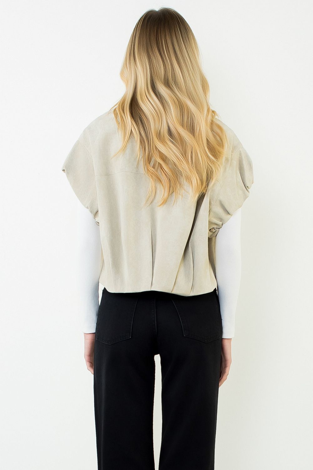 Short-Sleeve Suede Zip Jacket