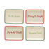 4"L x 3"W Stoneware Dish w/ Holiday Words & Red/Green Rim, Cream Color, 4 Styles