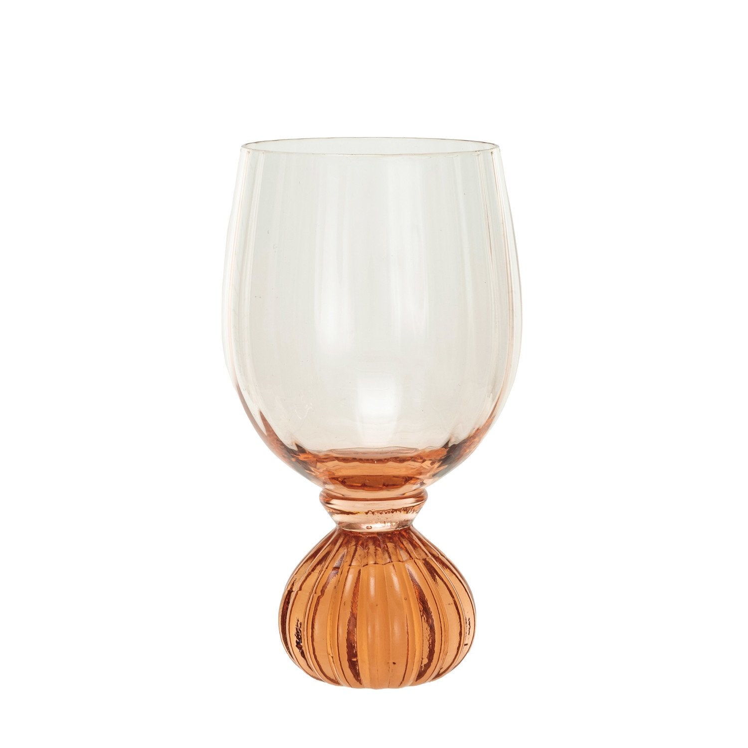 14 oz. Ribbed Footed Wine Glass, Pink